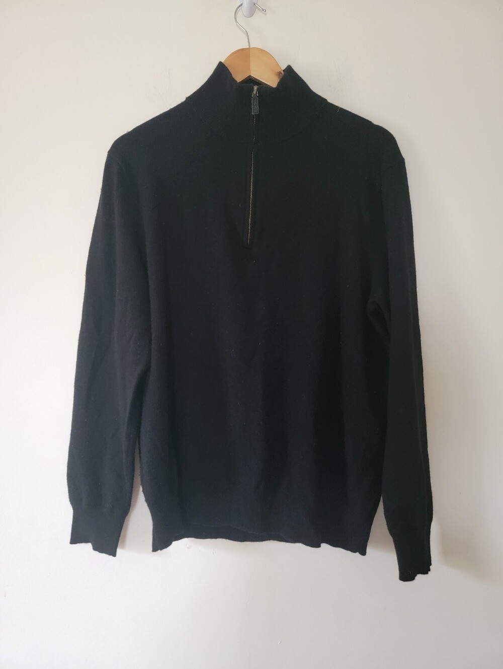 Men's Black Cashnere Half-Zip Sweater